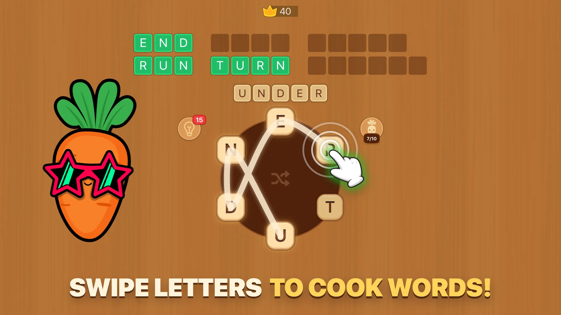 Text Twist: swipe across the letters to make words