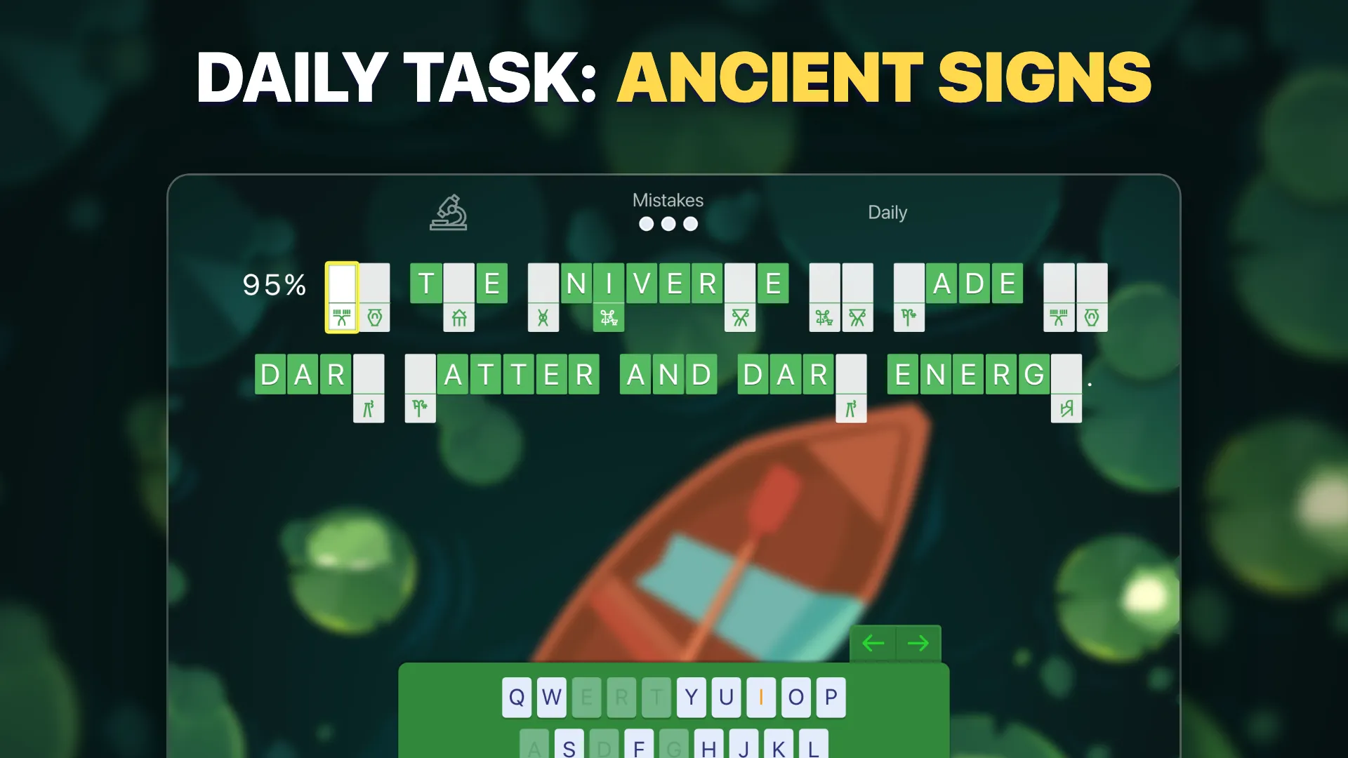 Daily challenge with a cipher of ancient signs